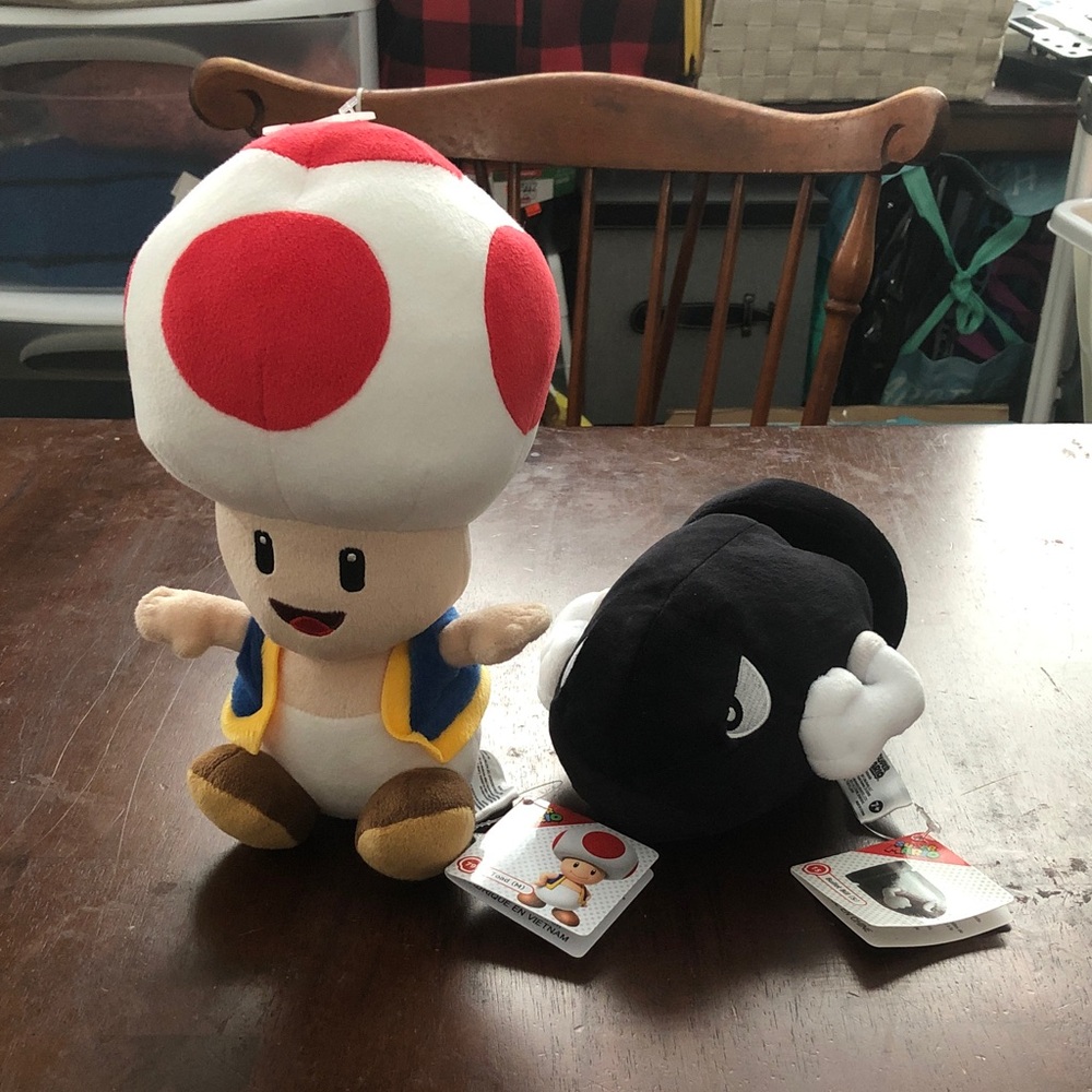 🥧🔥 Nintendo Super Mario Toad Plush with Bullet Bill Plush Set